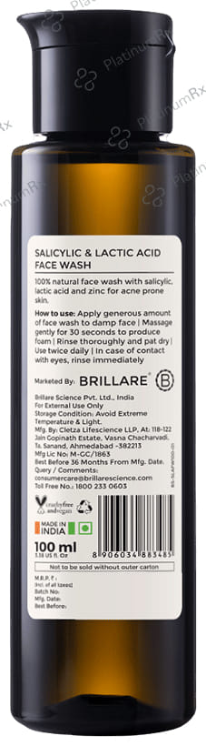 Brillare Salicylic & Lactic Acid Face Wash