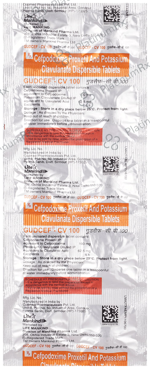 Gudcef CV 100/62.5mg Tablet 10s