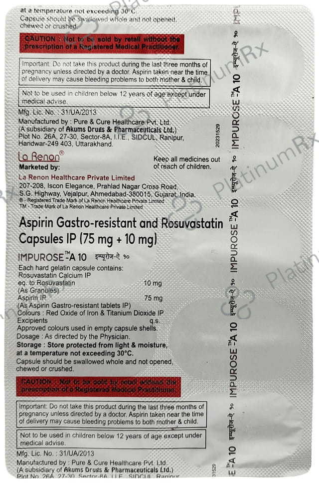 Impurose A 10/75mg Capsule 10s