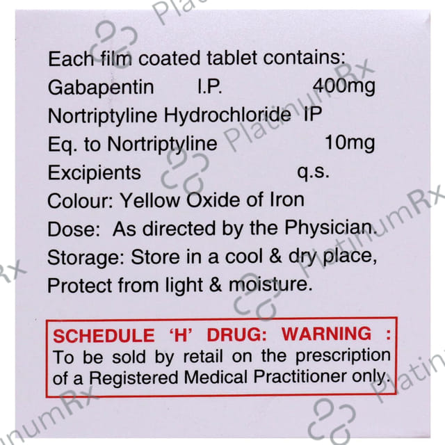 Gabacent NT 400 mg/10 mg Tablet