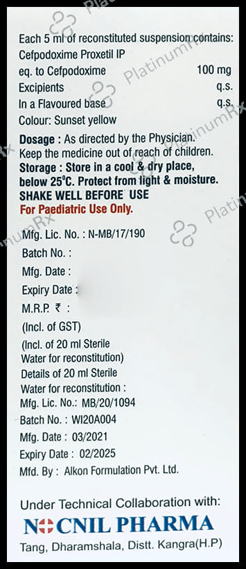 Nocsaf 100 Dry Syrup Orange