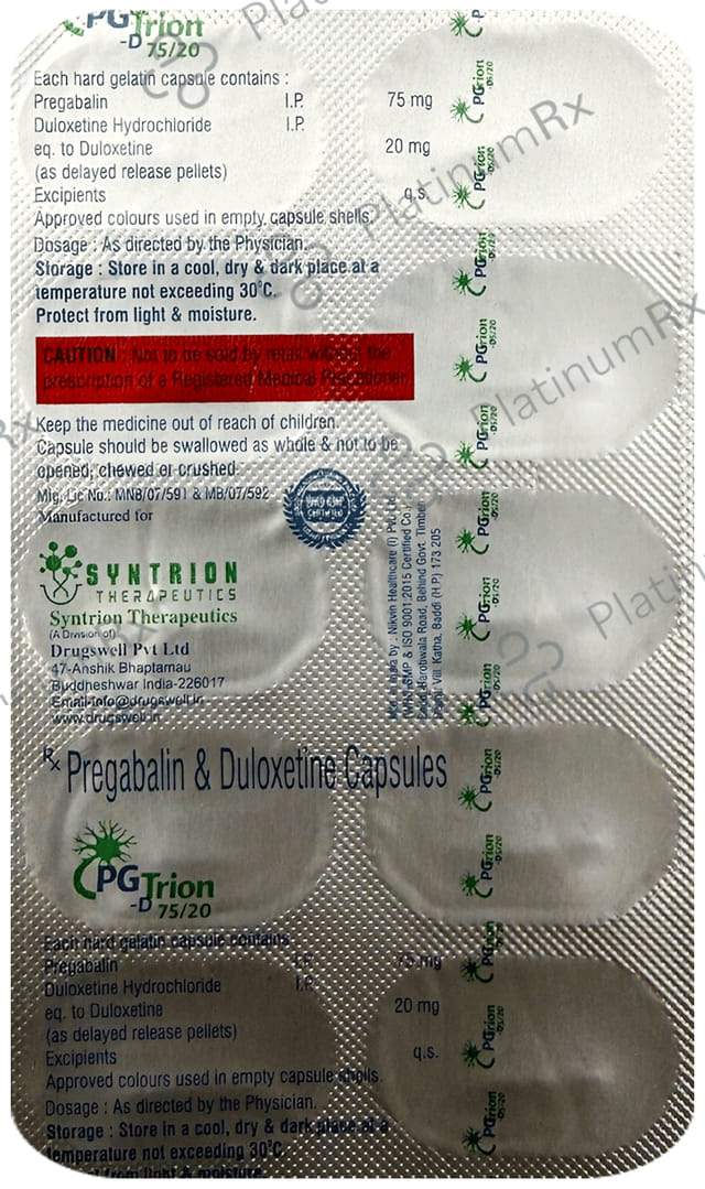 Pgtrion D 20/75mg Capsule 10s