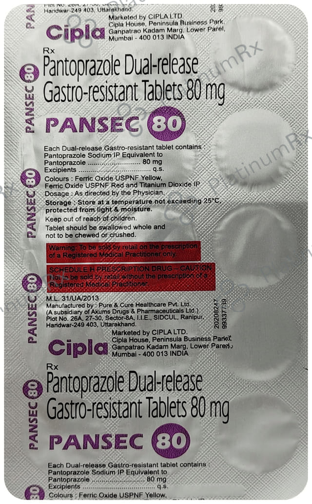 Pansec 80mg Tablet DR 15s