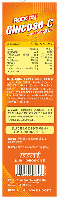 Rock On Glucose C Orange Flavour Powder 150gm
