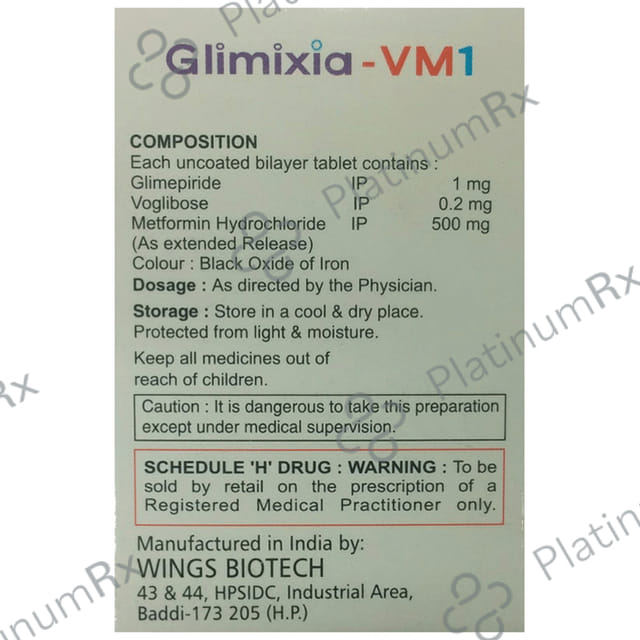 Glimixia VM1/500/0.2mg Tablet ER 10s