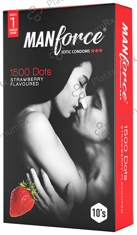 Manforce 1500 Dots Xotic Strawberry Flavour Condom 10s