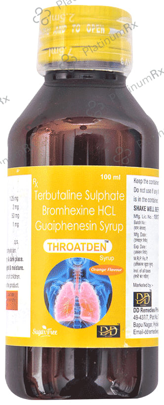 Throatden Syrup Orange Sugar Free