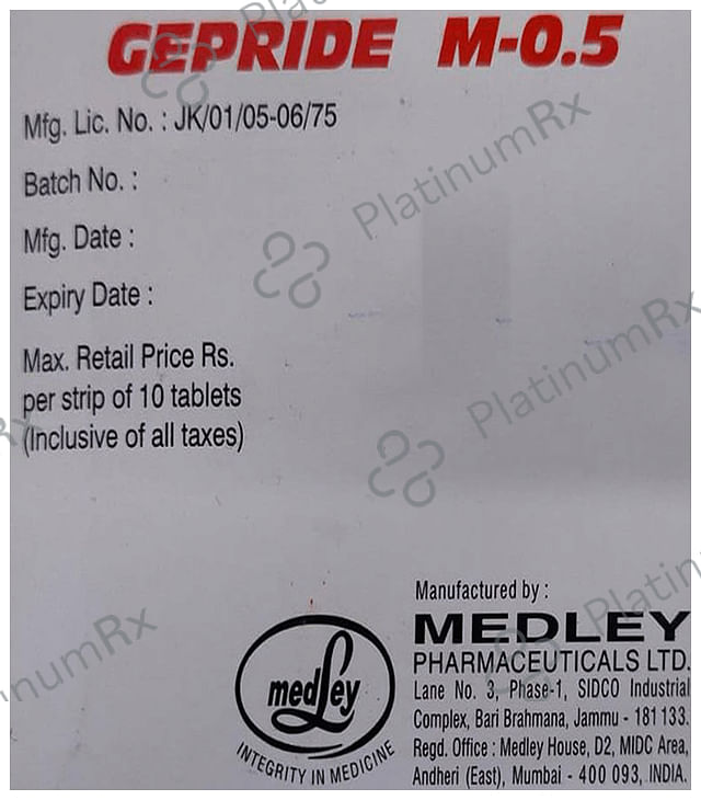 Gepride M 0.5/500mg Tablet PR 10s