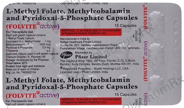 Folvite Active 1/1500mcg/0.5mg Capsule 15s