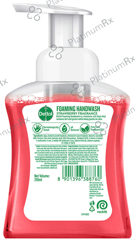 Dettol Strawberry Fragrance Foaming Handwash 250ml