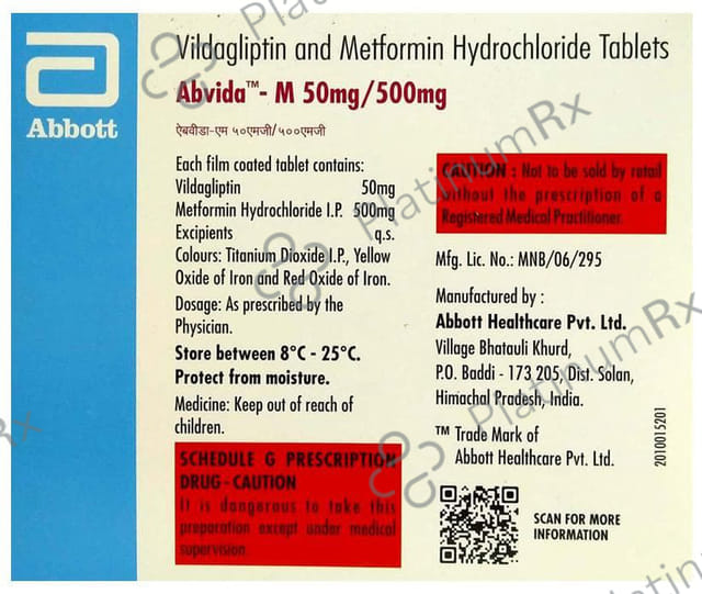 Abvida M 50/500mg Eazy Glide Tablet 15s