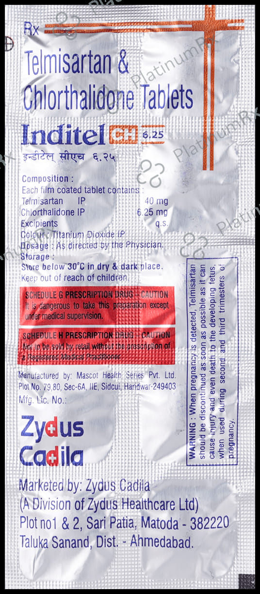 Inditel CH 6.25/40mg Tablet 10s