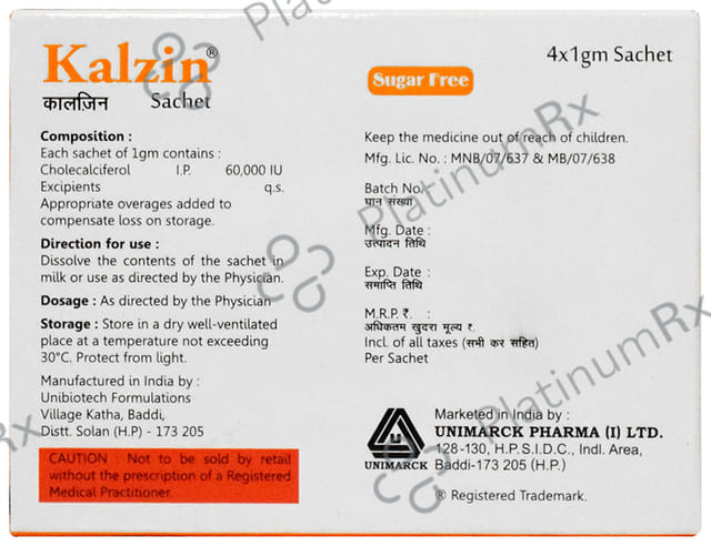 Kalzin 60000IU Sugar Free Powder 1gm