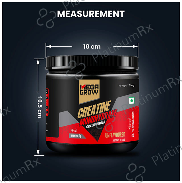 Megagrow Creatine Monohydrate Powder Support Performance & Muscle Strength Unflavored