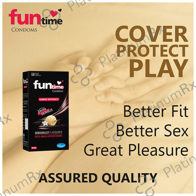 Funtime Dotted Ribbed & Contoured Vanilla Sensus Flavour Condom 10s