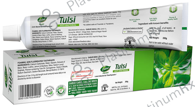 Dabur Tulsi Anti-Bacterial Herb'l Toothpaste (200gm Each)