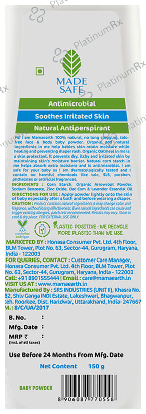 Made Safe Mamaearth Baby Powder 150gm