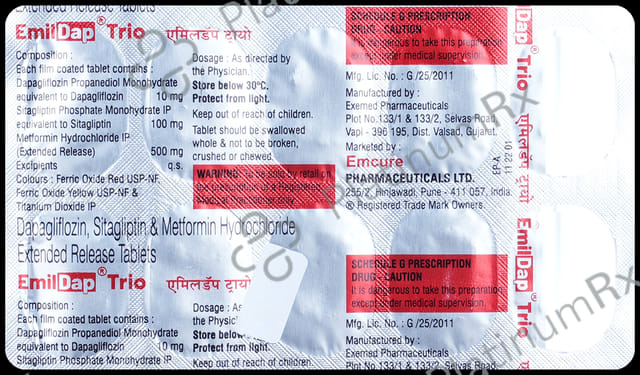 Emildap Trio 10/500/100mg Tablet ER 10s