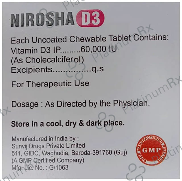 Nirosha D3 60K Chewable Tablet 4s