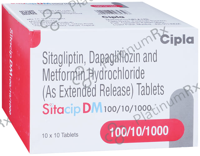 Sitacip DM 10/1000/100mg Tablet ER 10s