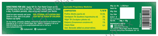 MY Dr Pain Relief Cream (60gm Each) 4 Tubes