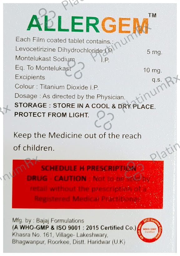 Allergem 10/5mg Tablet 10s