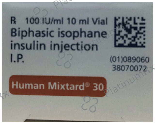 Human Mixtard 30/70 (100 IU/ml) (1*10ml Vial)