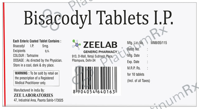 Bisalodil 5mg Tablet 10s