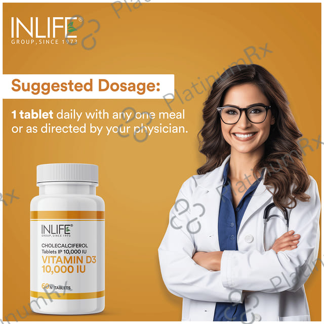 Inlife Vitamin D3 10000 IU Cholecalciferol Chewable Tablet 60s