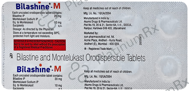 Bilashine M O 20/10mg Tablet DT 10s