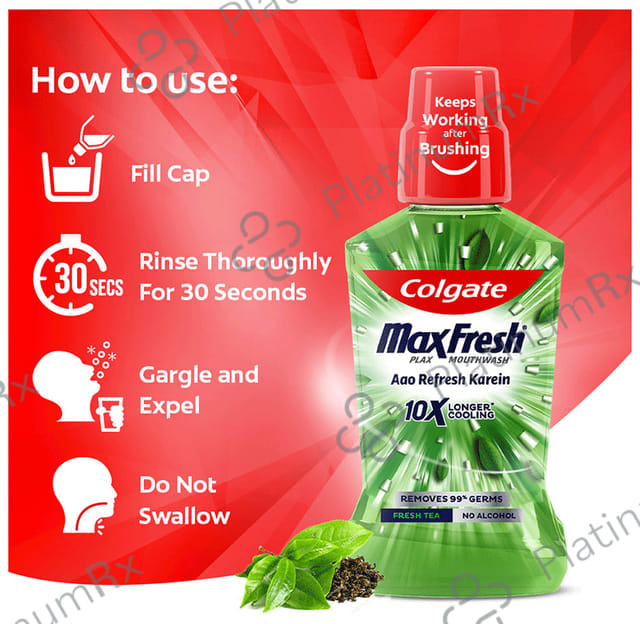 Colgate Fresh Tea MaxFresh Plax Antibacterial Mouth Wash 500 ml
