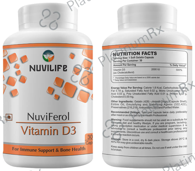 Nuvilife NuviFerol Vitamin D3 Capsule 30 Soft Gelatin Capsule