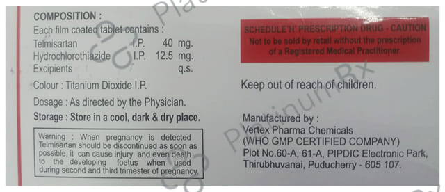 Nigtel H 40/12.5mg Tablet 10s