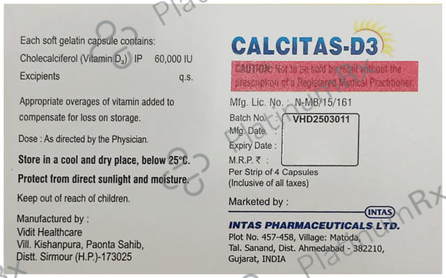 Calcitas D3 Soft Gelatin Capsule 4s