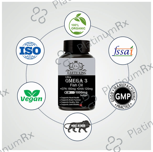 Earth King Ultra Omega 3 Fish Oil Softgel Capsule 1000mg
