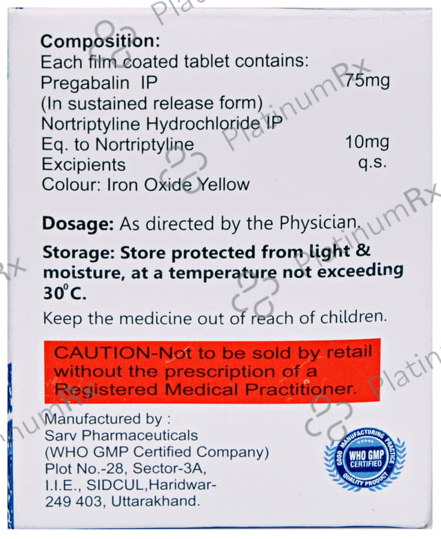 Lyricort NT 10/75mg Tablet SR 15s