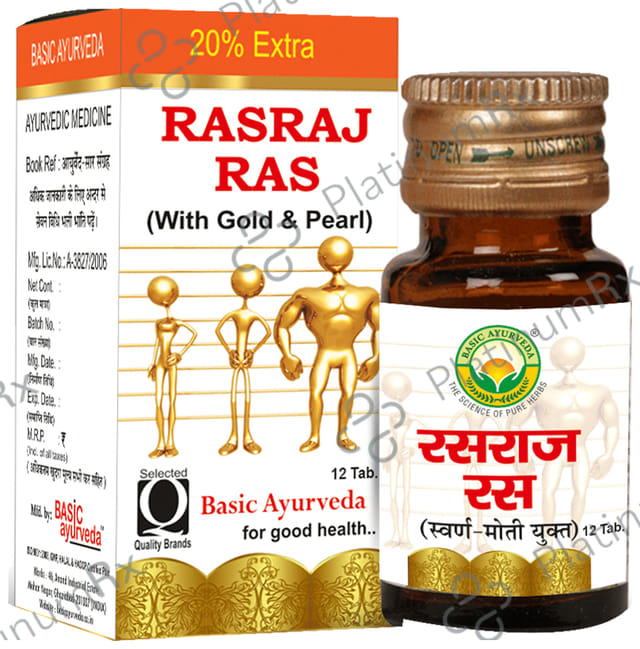 Basic Ayurveda Rasraj Ras with Gold & Pearl 12 tablets