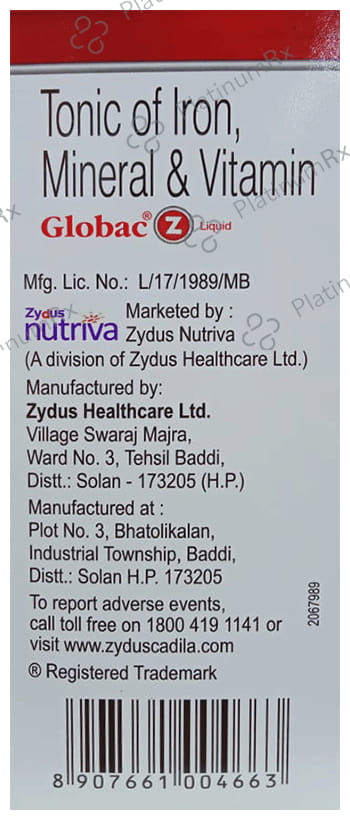 Globac Z 160mg/1/30mcg Liquid 200ml