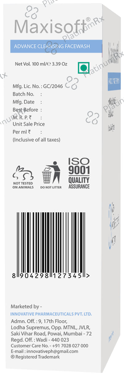 Maxisoft 3 Way Anti-Bacterial Action Advance Cleansing Face Wash (100ml Each) 1 Tube