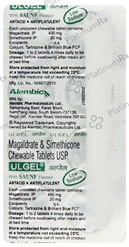 Ulgel 400/20mg Saunf Tablet 8s