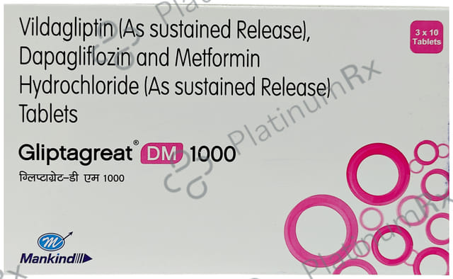 Gliptagreat DM 10/1000/100mg Tablet 10s