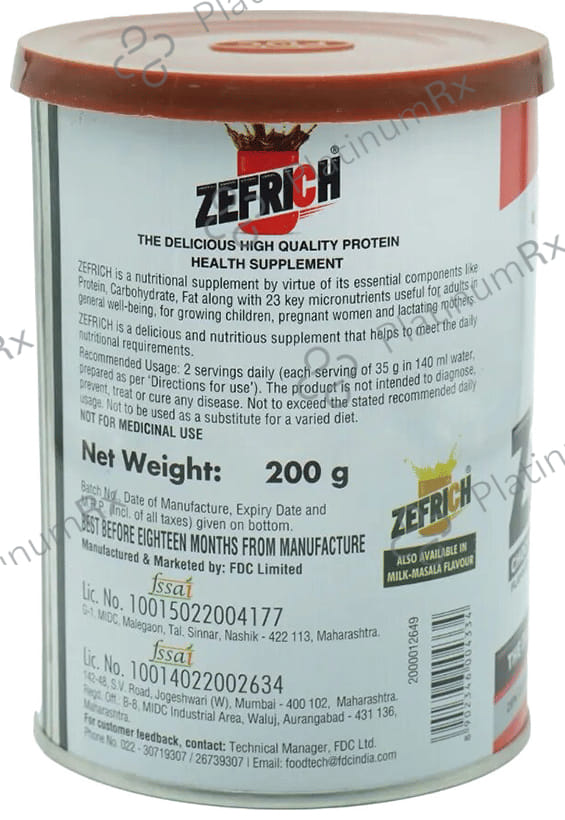 Zefrich Nutritional Formula Flavour Chocolate Powder 200gm