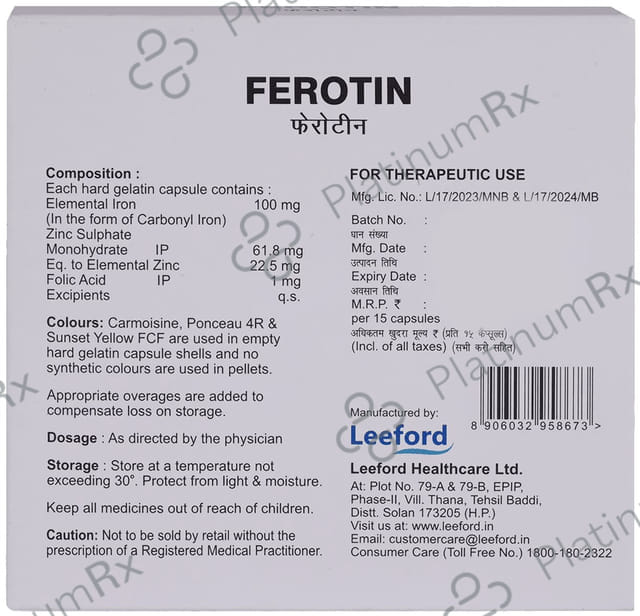 Ferotin 100/1/22.5mg Capsule 15s