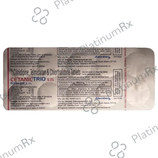 Cetanil Trio 6.25/10/40mg Tablet 10s