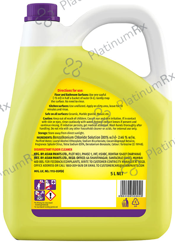 Asianpaints Viroprotek Ultra Disinfectant Floor Cleaner Citrus 5 Ltr