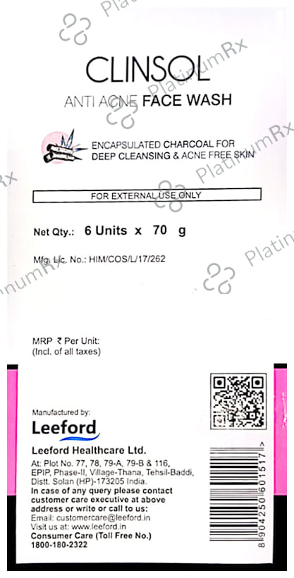 Leeford Clinsol Anti Acne Face Wash 70gm