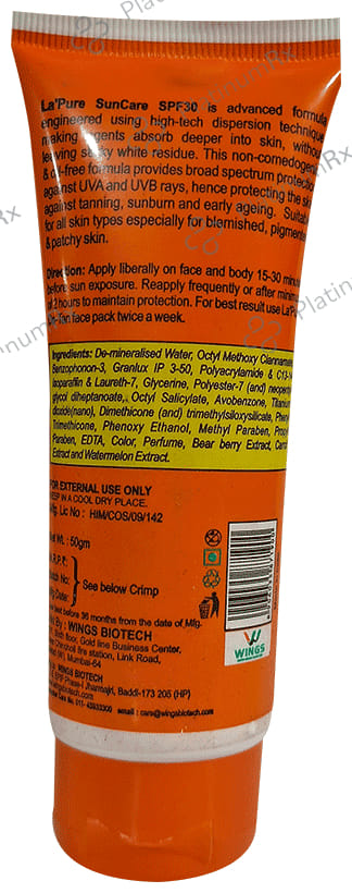 Wings Sun Care Lotion SPF 30 PA+++ Bearberry & Carrot Extract Lotion 50gm