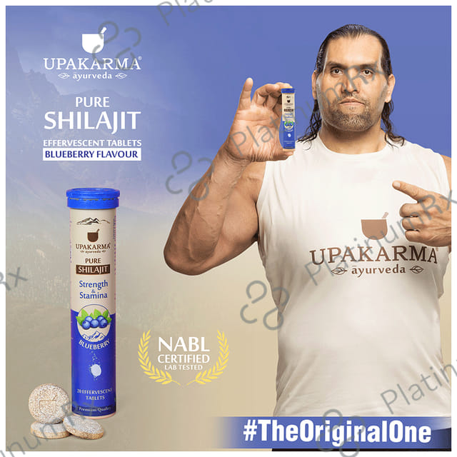 Upakarma Ayurveda Pure Shilajit Blueberry Flavour Effervescent Tablet 20s