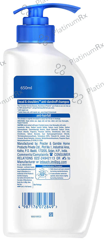 Head & Shoulders Anti-Dandruff Anti Hairfall Shampoo 650 ml