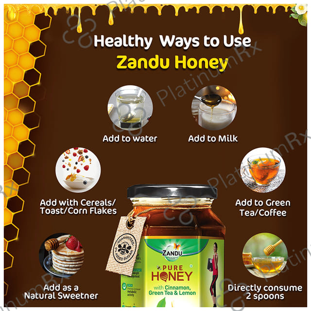 Zandu Pure Honey with Cinnamon, Green Tea & Lemon 500gm